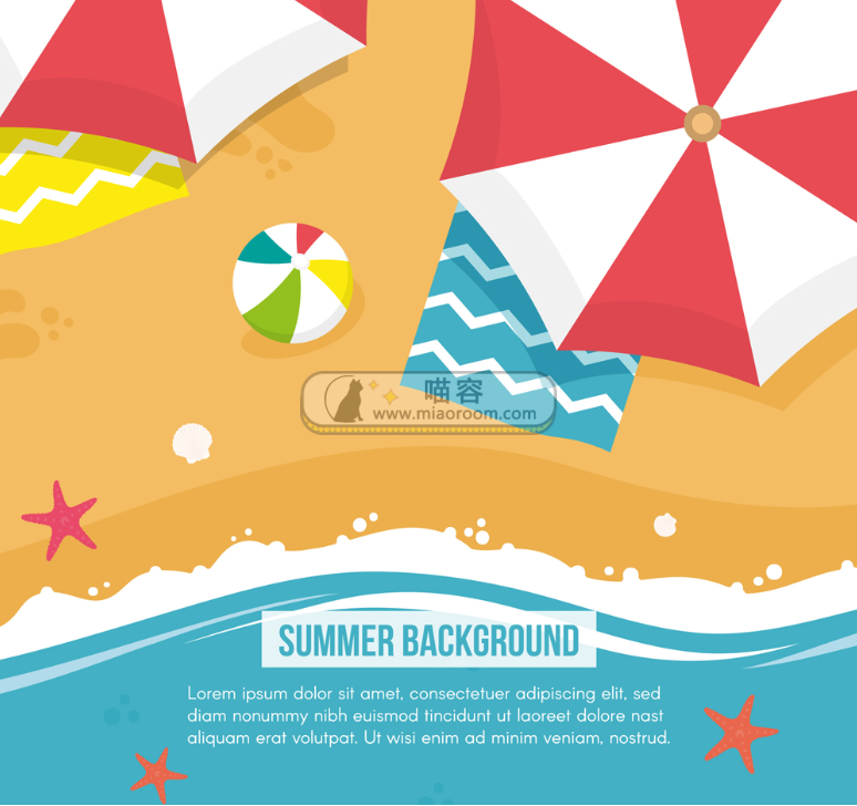 [AI模板] 夏日海滩模板 免费矢量插画（合集）