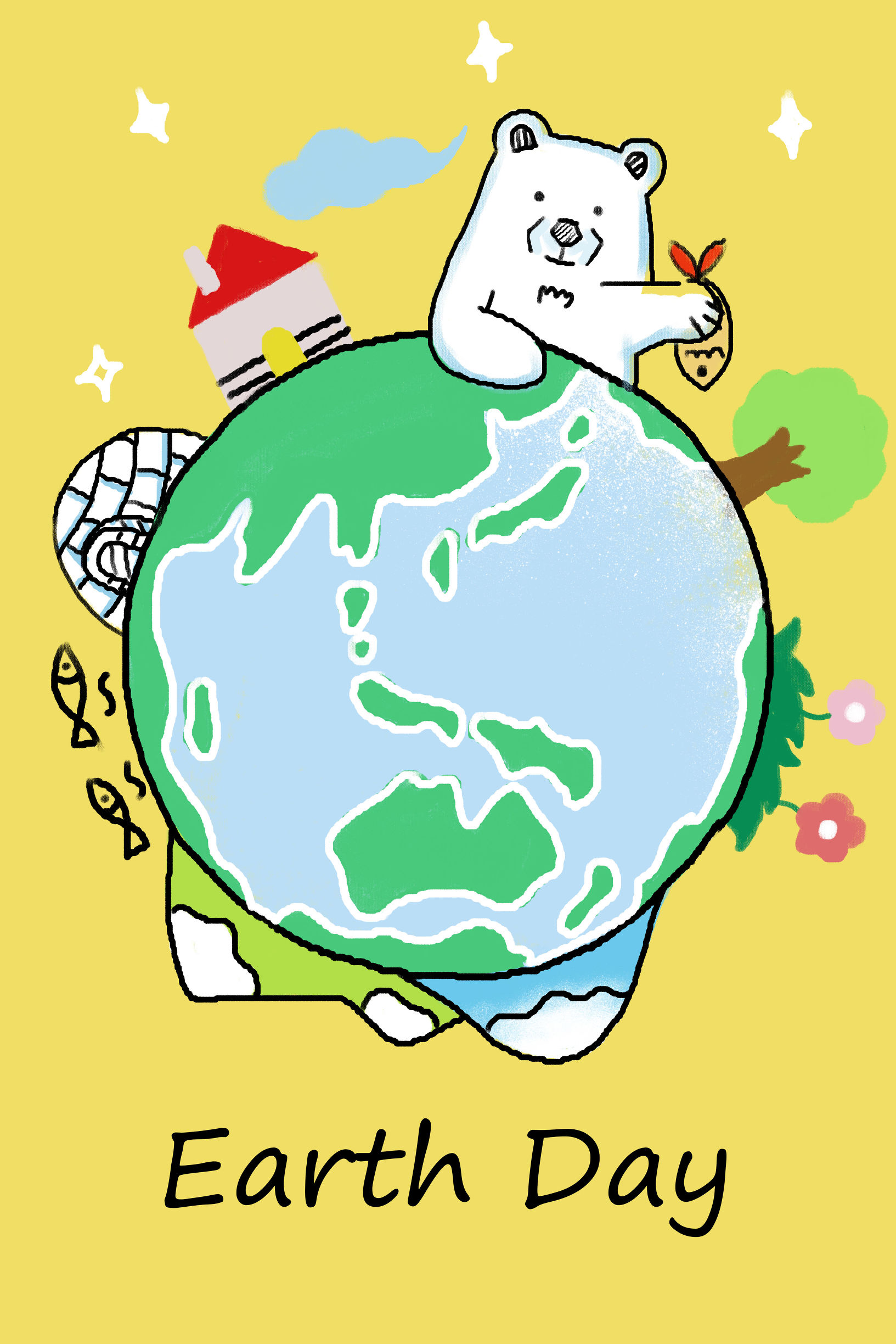 [AI模板]地球环保日插画