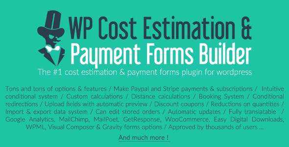 「WP插件」 成本估算器 WP Cost Estimation & Payment Forms Builder v9.702 高级版 破解专业版 【中文汉化】
