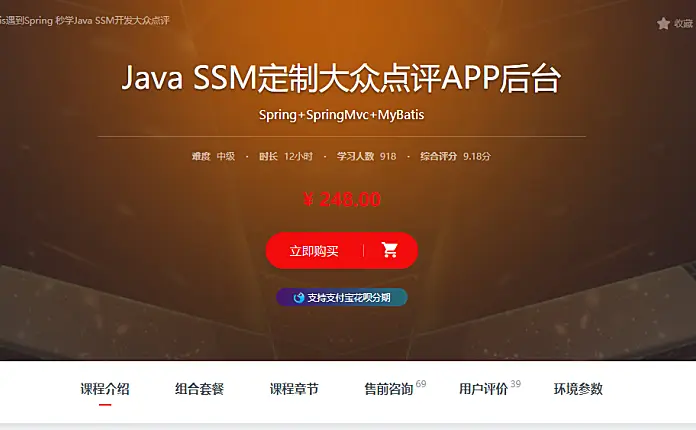 「某课实战」 Java SSM定制大众点评APP后台 