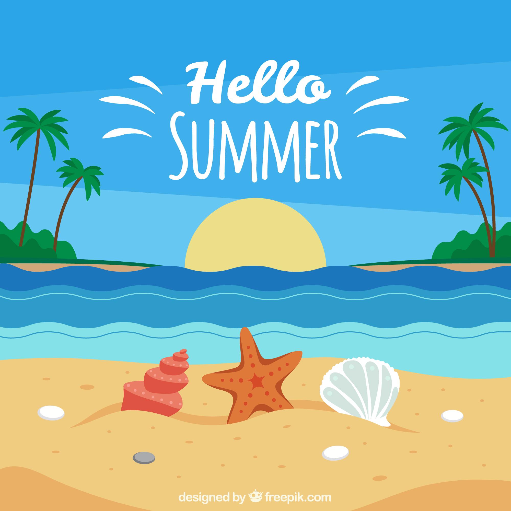 [AI模板] 夏日海滩模板 免费矢量插画（合集） 